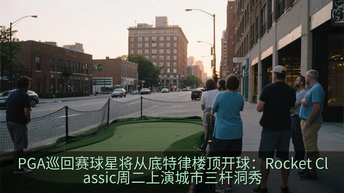 城市街道旁设置的临时高尔夫果岭